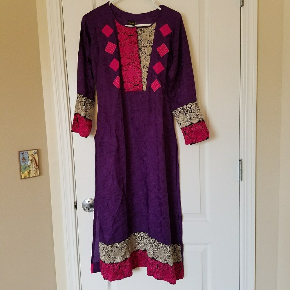 Cotton embroidered 3 piece suit